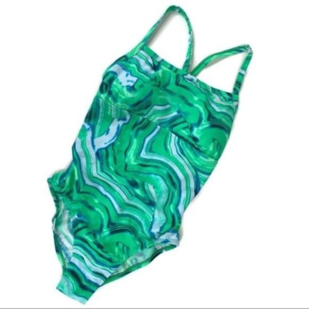 Nike One-Piece Watercolor Tie-Dye Print Swimsuit M